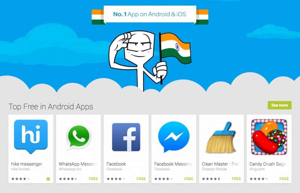 Top android apps. Hike Messenger 12+ icon.