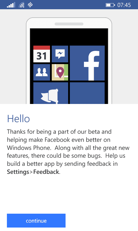 facebook beta windows phone