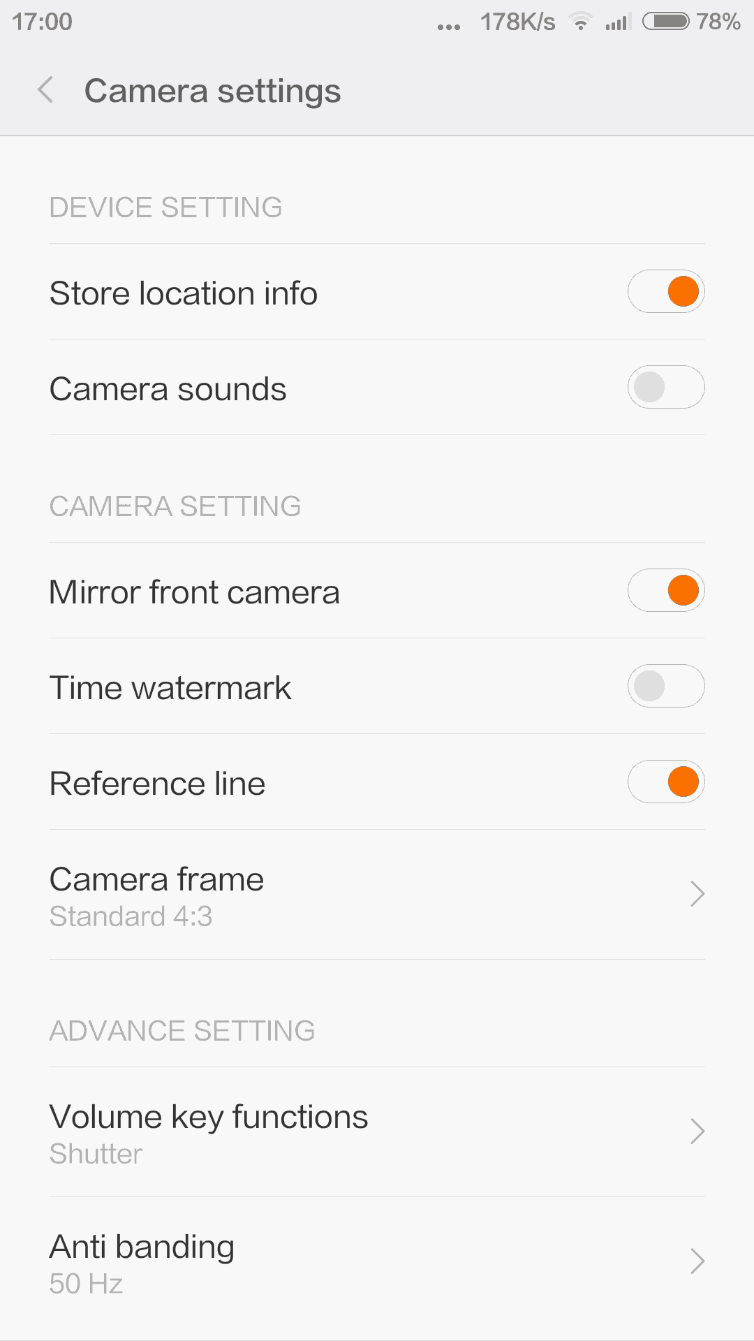 camera settings