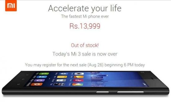 Xiaomi Mi3 stock sold out in 2.3 seconds on Aug 19th, next sale on August 26th - 4