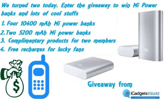 Giveaway: 4 Mi 10400 mAh + 2 Mi 5200 mAh power banks + 2 EarHoox pack (Winners announced) - 4