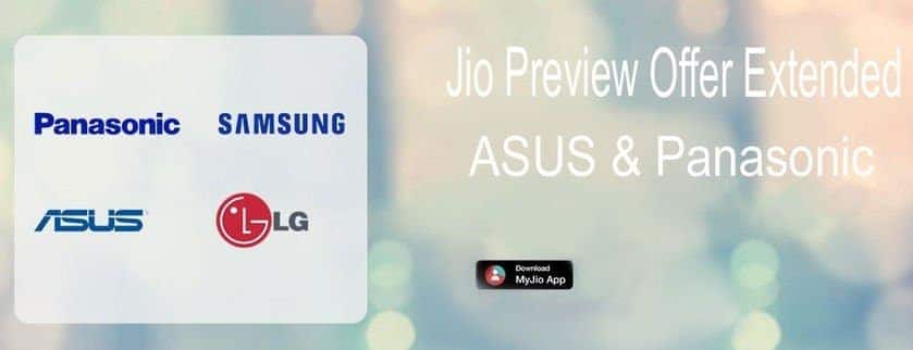 Jio Preview Offer- ASUS and Panasonic