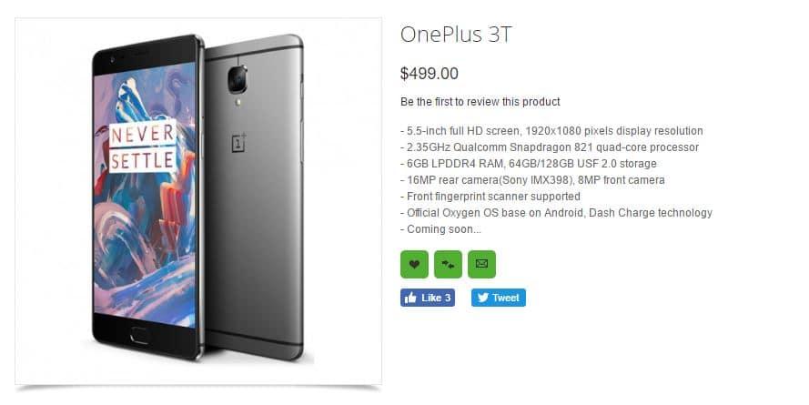OnePlus 3T Oppomart listing