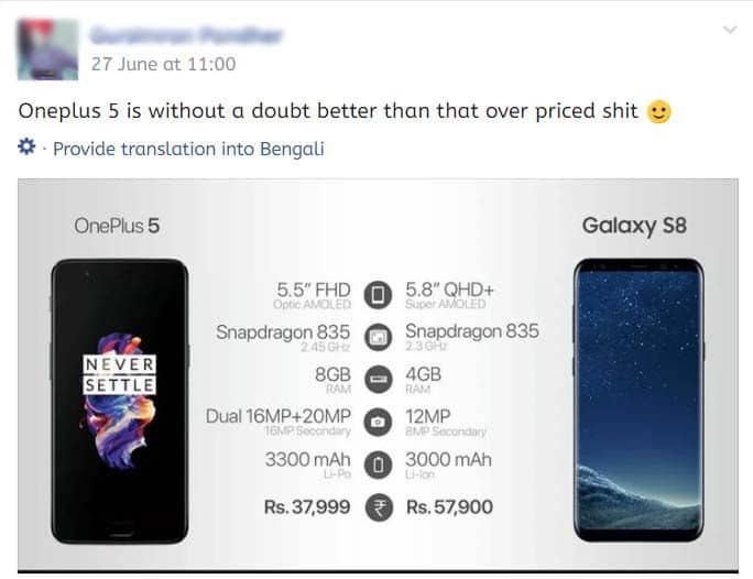A OnePlus fanboy just declared that the Galaxy S8 is 'overpriced shit'